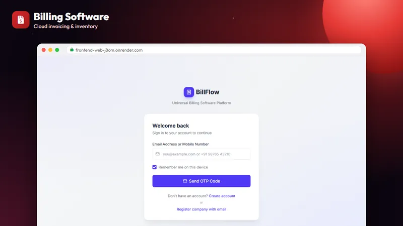 Cloud billing software web application