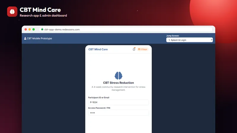 CBT Mind Care research app prototype